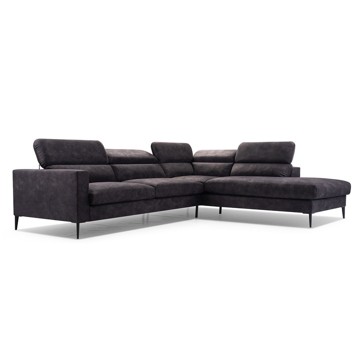 Canapea coltar Humi Skare, 300x250cm, gri inchis