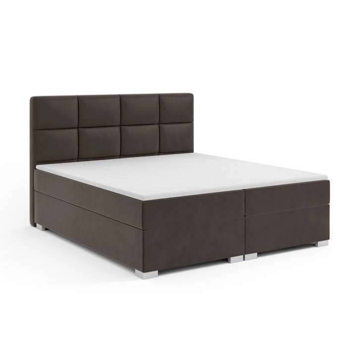 Pat Boxspring Norseman, Humi, 140x200cm, cu sistem de deschidere automata, maro
