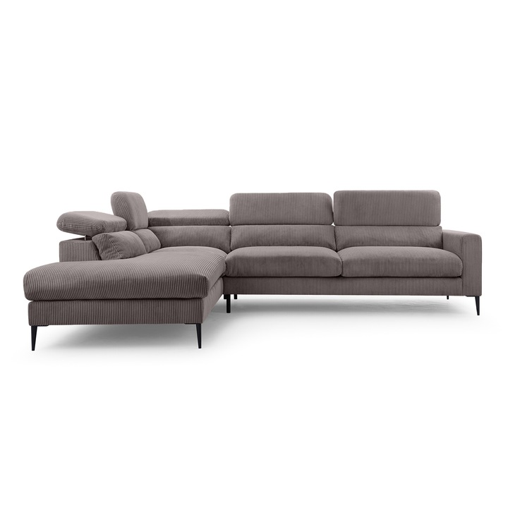 Canapea coltar Humi Skare, 300x250cm, gri, picioare metalice