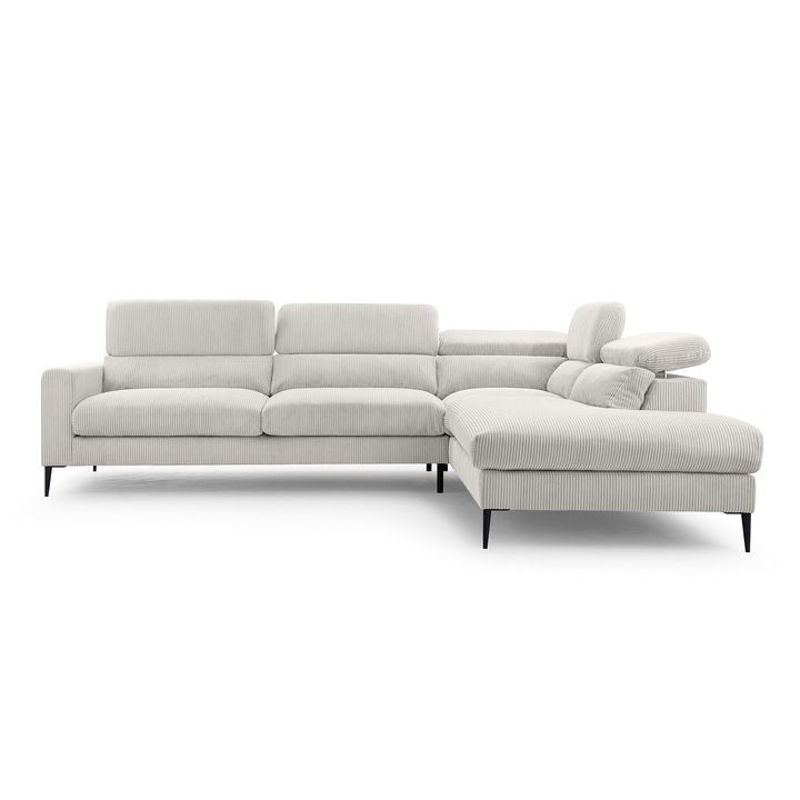 Canapea coltar Humi Skare, 300x250cm, gri deschis, picioare metalice