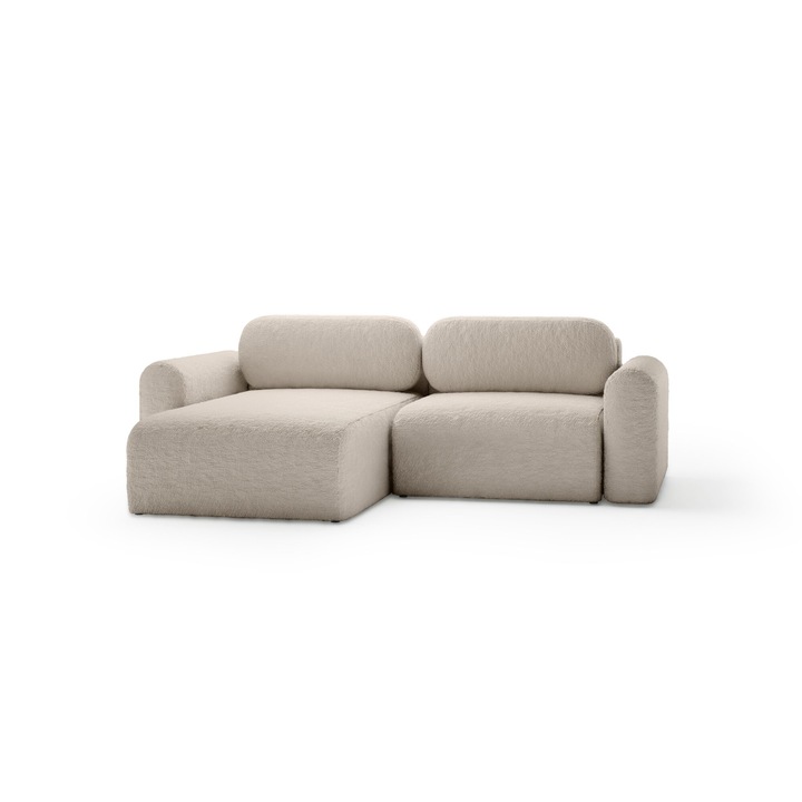 Canapea coltar Humi Carpin Mini, 246x100cm, inaltime 70cm, bej