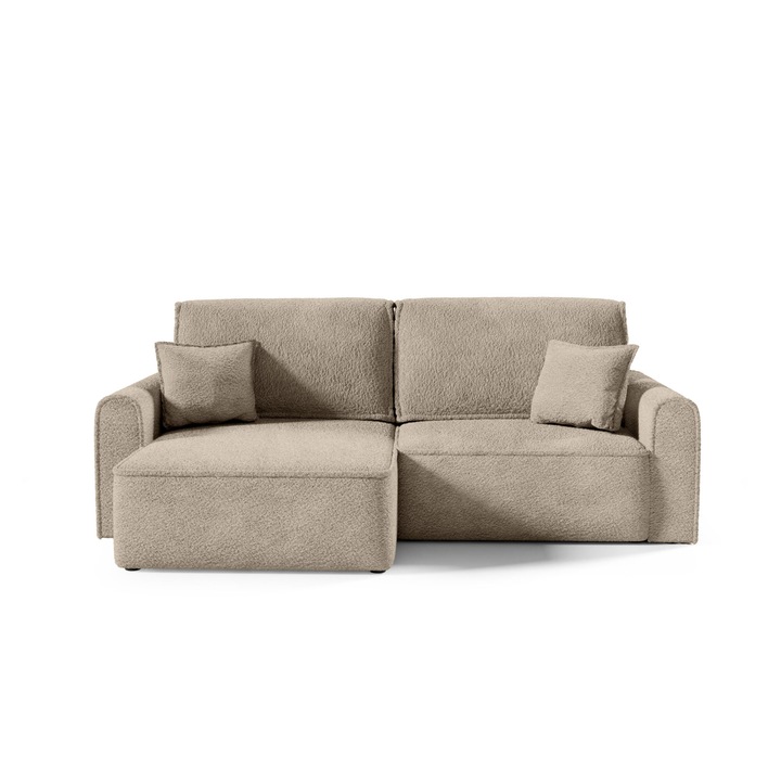 Canapea coltar Plauen Mini, Humi, 158x240x88cm, functie de somn 200x135cm, bej