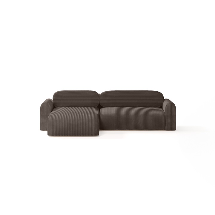 Canapea L Pirna, Humi, 2 locuri, cu functie de somn, maro inchis, 286x100cm