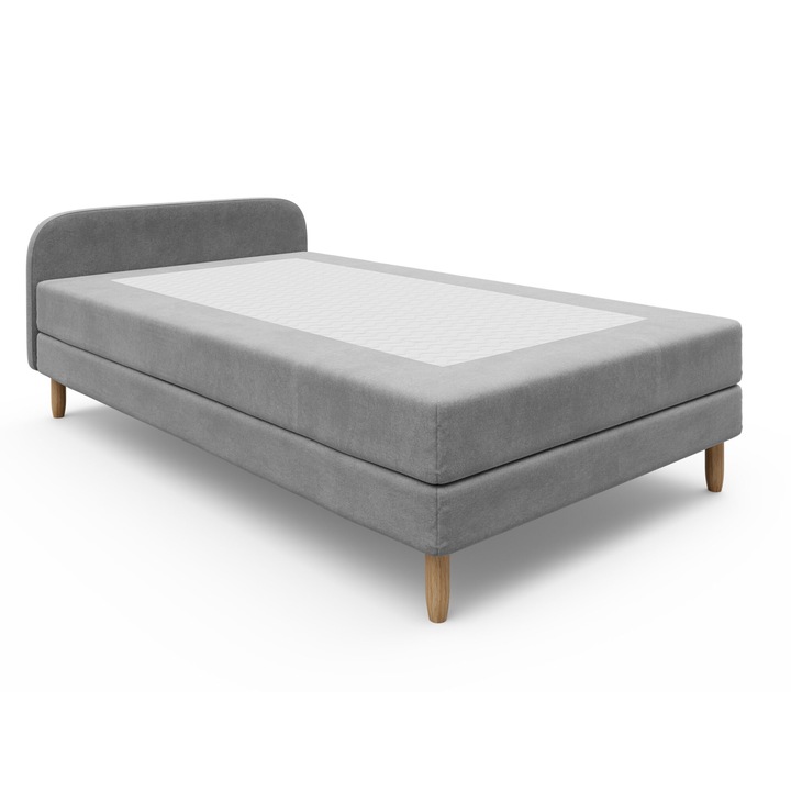 Pat Cuzco Mini, Humi, 120x204cm, gri, cu spatar moale, pentru o persoana