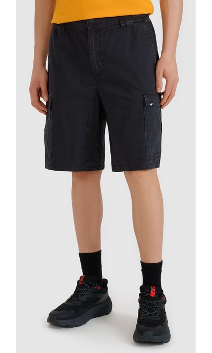 4F férfi cargo rövidnadrág, fekete, pamut