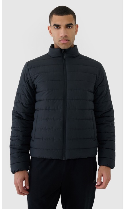 Jacheta barbati 4F, puf sintetic, poliester, guler inalt, hidrofob, negru