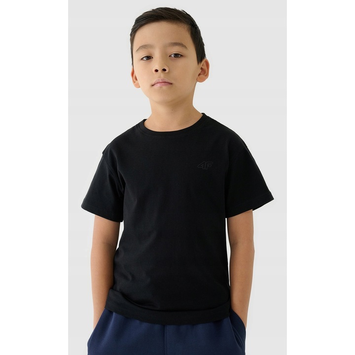 4F Unisex Gyerek Pamut Pólószett, 2 darabos, Fekete, Normál szabású