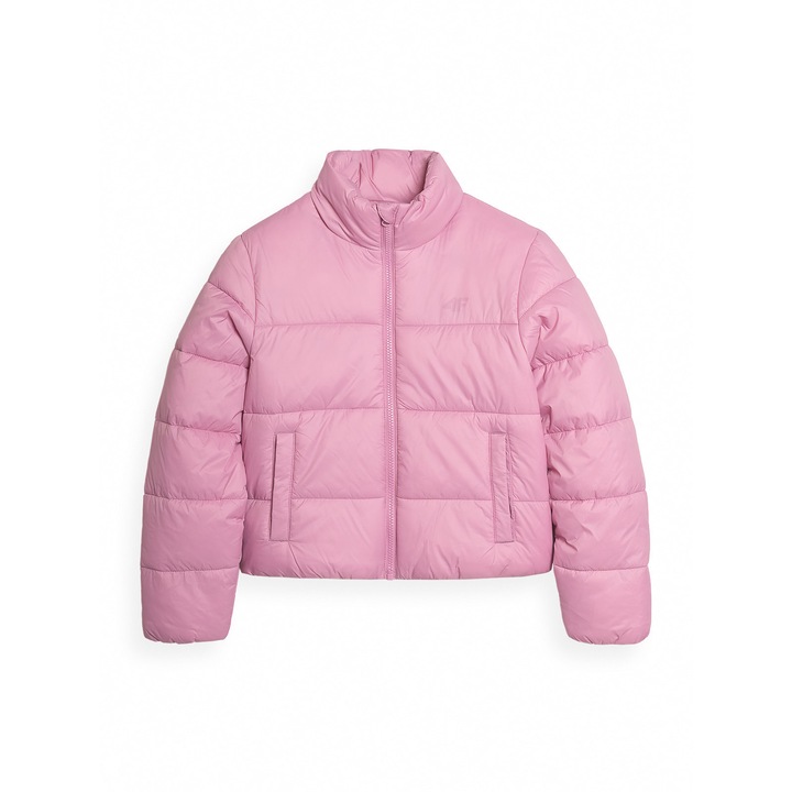 Geaca Puf Matlasata Junior Unisex 4F, Roz Pal, AW24, Croiala Oversize, Impermeabila, Comfort Termic, Marime 164
