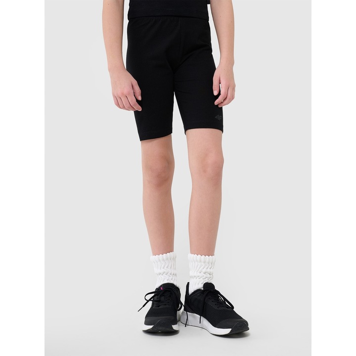 4F sport harisnya lányoknak, karcsúsított szabású, magas derekú, fekete, pamut