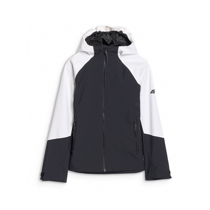 Geaca trekking copii 4F, neagra, poliester, membrana 5000