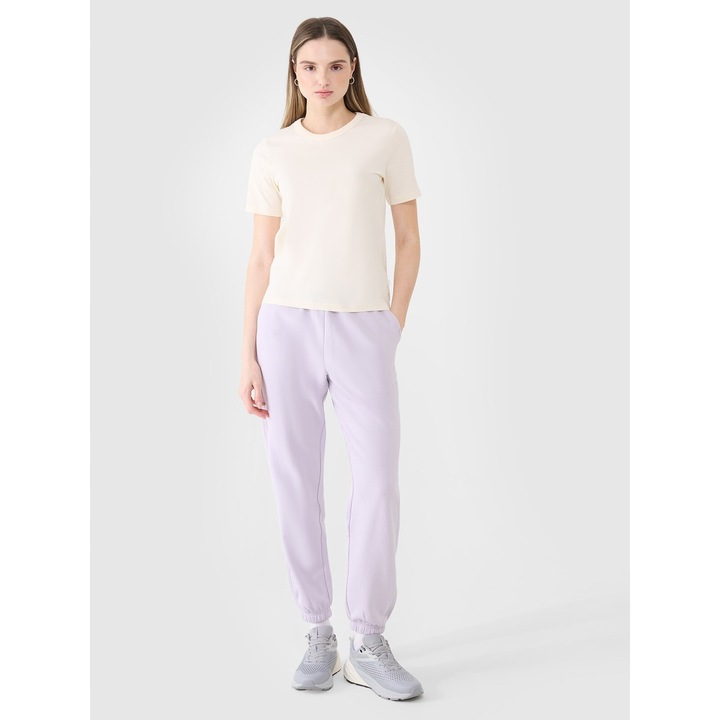 Női sportnadrág 4F, jogger, lila, 80% pamut