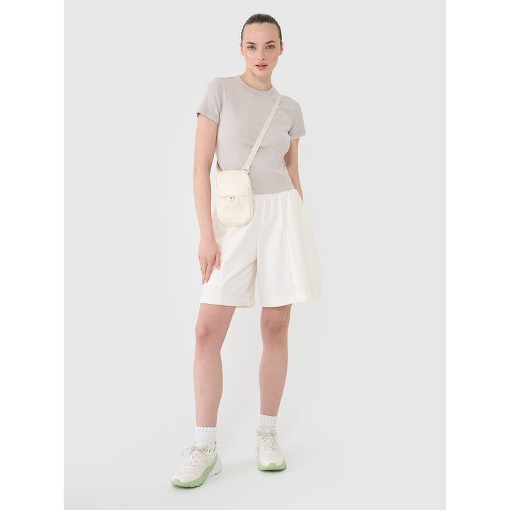 Női rövidnadrág 4F, fehér, 80% pamut, normál szabású