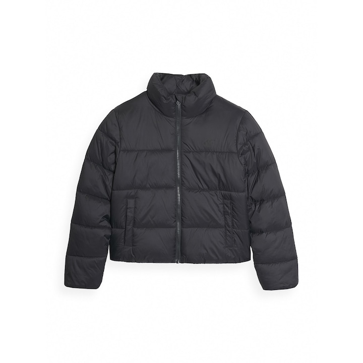 Jacheta de copii 4F, poliester, guler inalt, neagra, sport