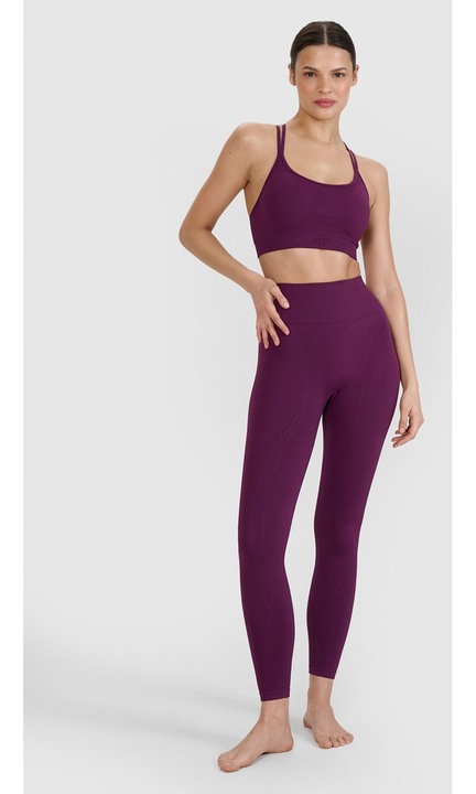 Colanti yoga 4F, push-up, talie inalta, mov, material sintetic, fara cusaturi, set XS/S, XS-S INTL