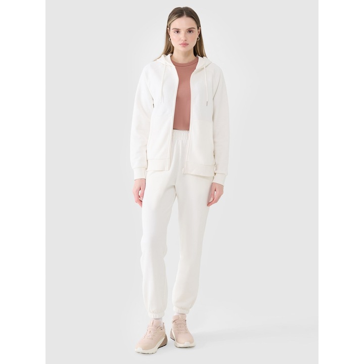 Női sportnadrág 4F, jogger, fehér, 80% pamut, 2025 tavasz-nyár