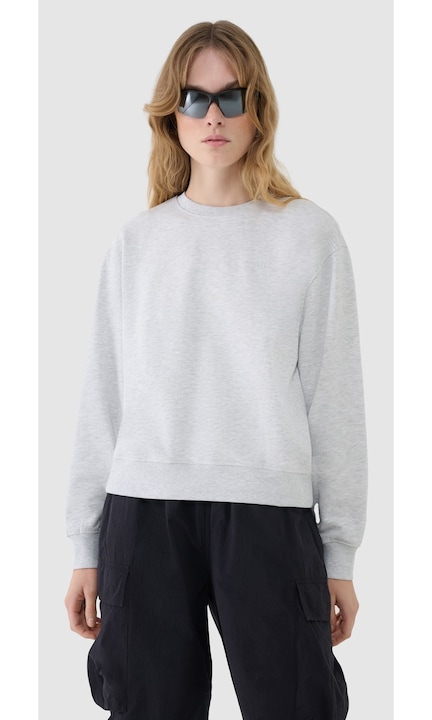 Női 4F cipzár nélküli pulóver, szürke, pamut, normál szabású