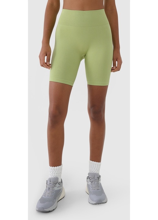 4F női edző rövidnadrág, zöld, gyorsan száradó, magas derekú, varrás nélküli, XS-S INTL