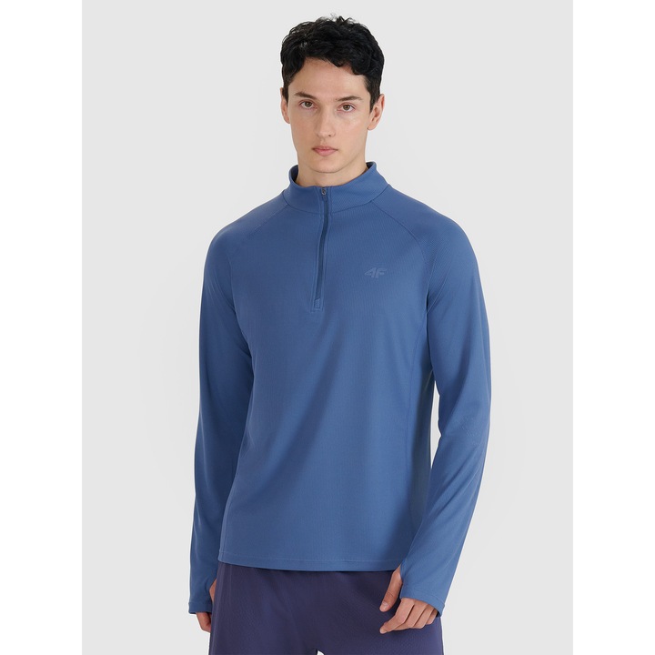 Bluza sport 4F, uscare rapida, albastru sintetic