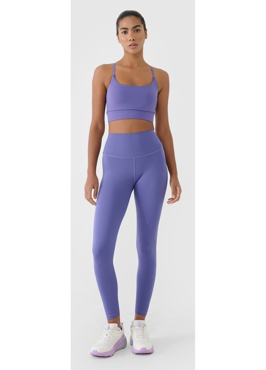 Colanti de antrenament 4F, talie inalta, slim, mov, material reciclat