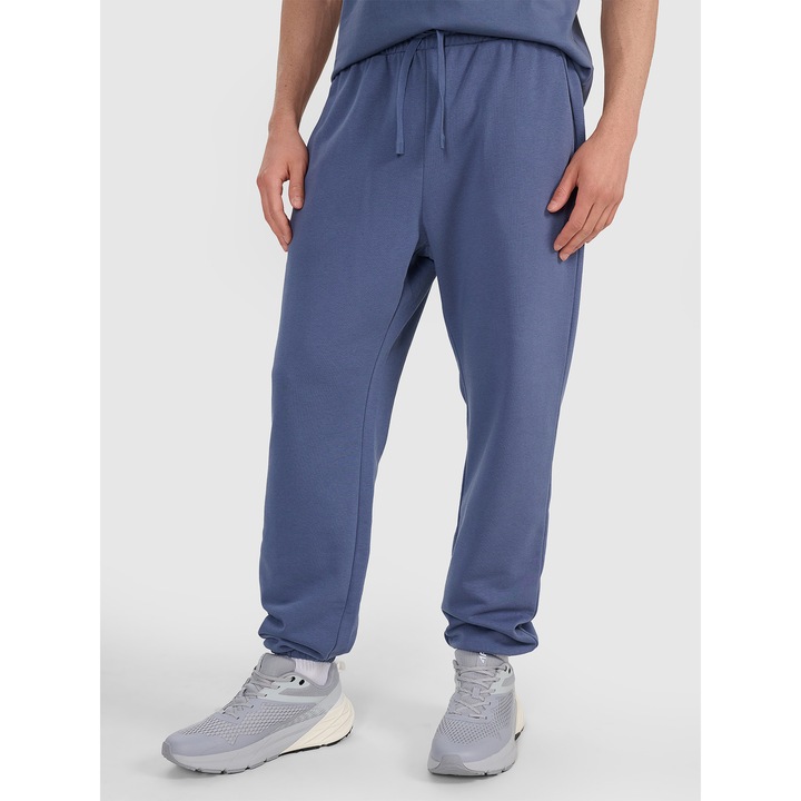 Pantaloni sport 4F, albastri, bumbac/poliester, croiala normala, fara captuseala