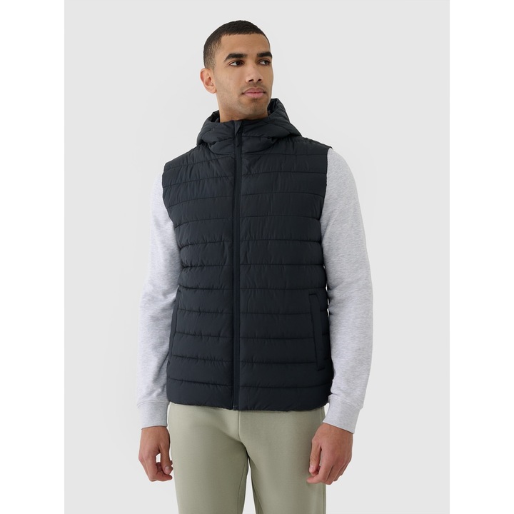 Férfi sportmellény, 4F, szintetikus, fekete