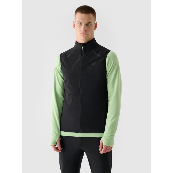 4F sportmellény, futó, fekete, ultrakönnyű, vízálló, szintetikus