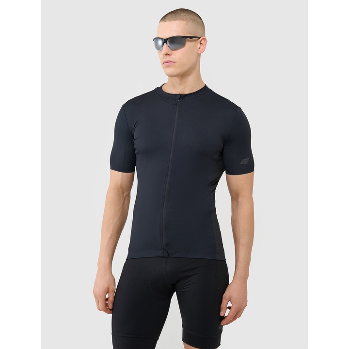 Tricou ciclism 4F, negru, slim fit, uscare rapida, sintetic