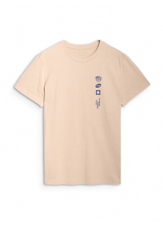 Tricou barbati 4F, normal, bumbac 100%, imprimeu sportiv, bej2, Bej