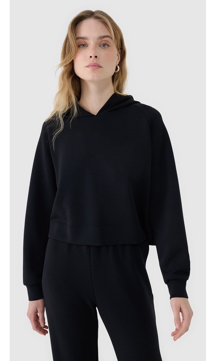 Hanorac Femei Negru Intens 4F Sportstyle, Grosime 260 GSM, Marimi XS-XXL, Material Modal 48% & Poliester 45%