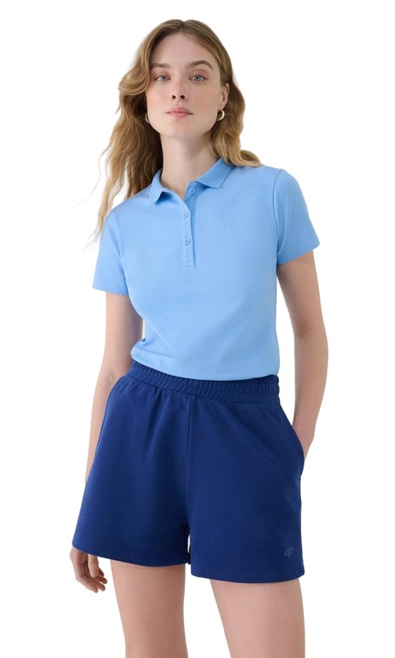 4F női slim elasztikus pamut póló, kék, XS INTL