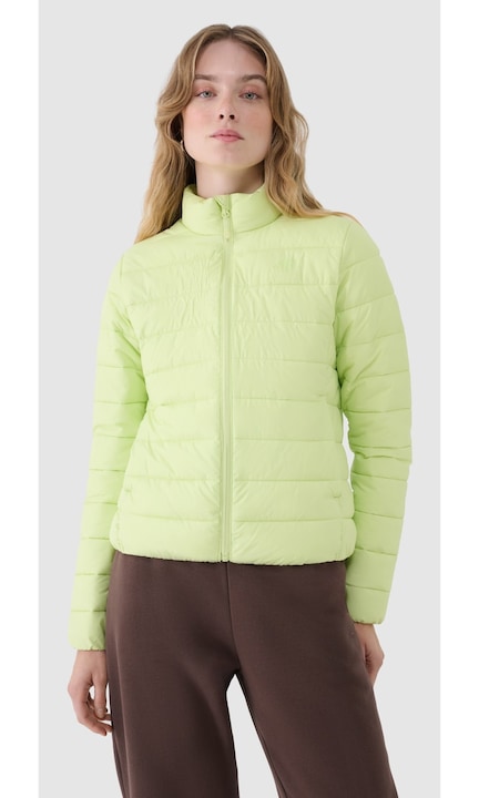 Női szintetikus pehelykabát, 4F, zöld, könnyen összecsomagolható, vízálló