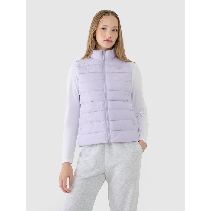 4F női sportmellény, szintetikus pehely, lila, karcsúsított szabású, szakadásálló anyagból, XS INTL