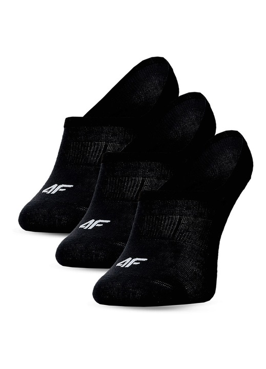 Sosete Invizibile pentru Femei 4F, Bumbac Moale, Negru Intens, Sportstyle, Set 3 Perechi