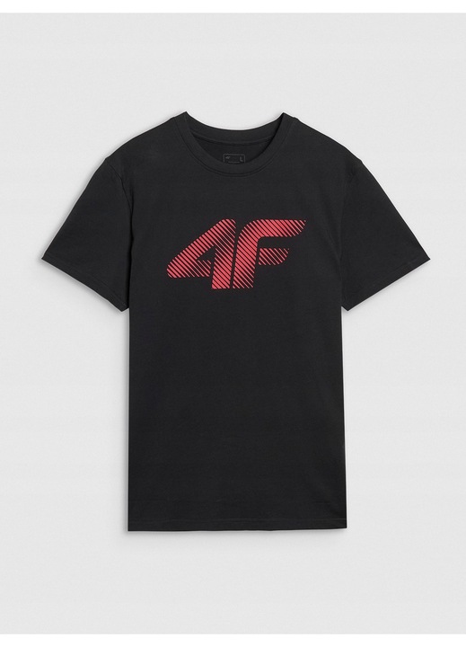 Мъжка тениска 4F Черна, 100% памук, Sportstyle, щампа "4F", размер 3XL, стандартна кройка, 180gsm, Черен