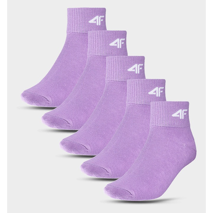 Set 5 Sosete Bumbac Unisex, Mov, Elastic, Sportstyle, Marimi 32-40 - 4F Junior