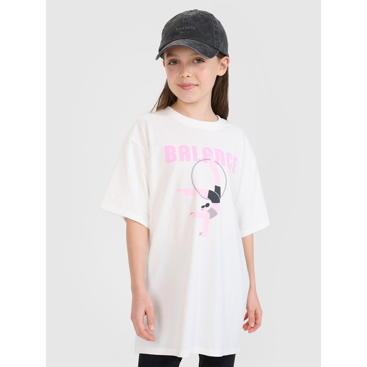 Lány póló 4FJRSS25TTSHF2646-11S, 4F, pamut, fehér