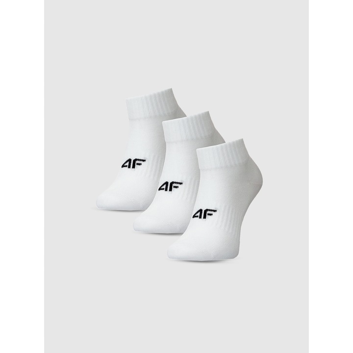 Чорапи 4F за момичета, комплект от 3, дължина до глезена, памук, бели