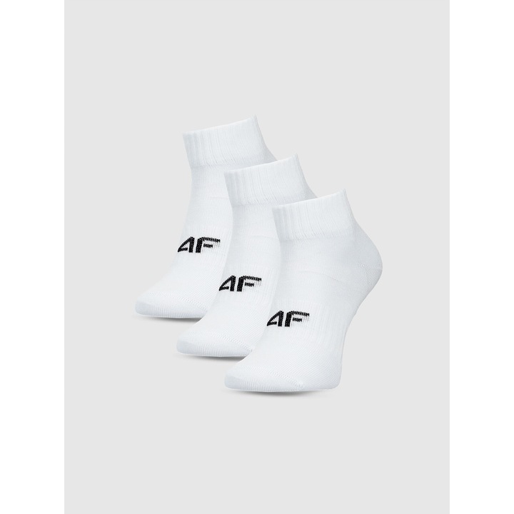 Ежедневни чорапи 4F за момчета, комплект от 3, бели, памучни, дължина до глезена
