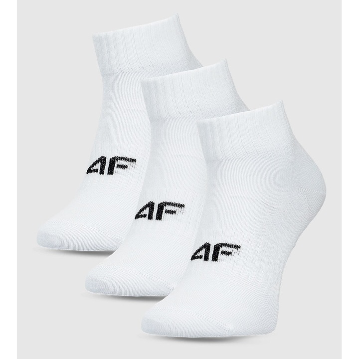 Sosete casual 4F pentru baieti, set de 3, alb, bumbac, croiala pana la glezna