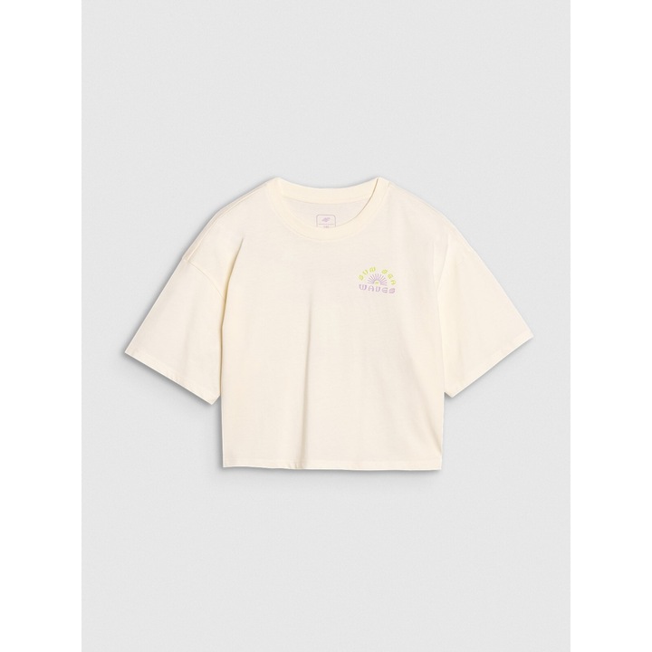 Lány póló 4FJWSS25TTSHF1868-11S, 4F, pamut, fehér