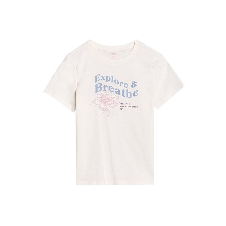 Tricou fete 4FJWSS25TTSHF1854-11S, 4F, Bumbac, Alb