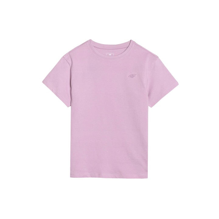 Тениска 4F, Овърсайз, памук, розова, за момичета, Розово