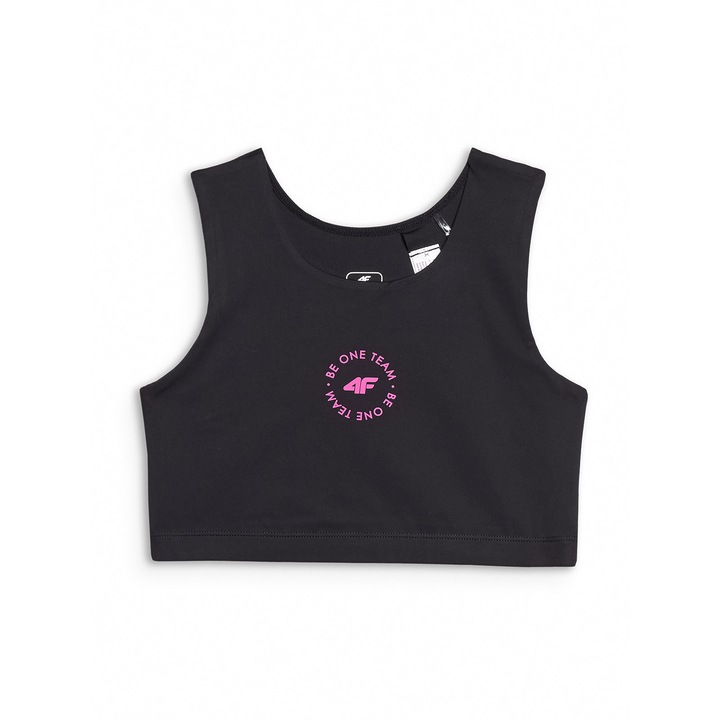 Bustiera sport 4F pentru fete, negru, sintetic