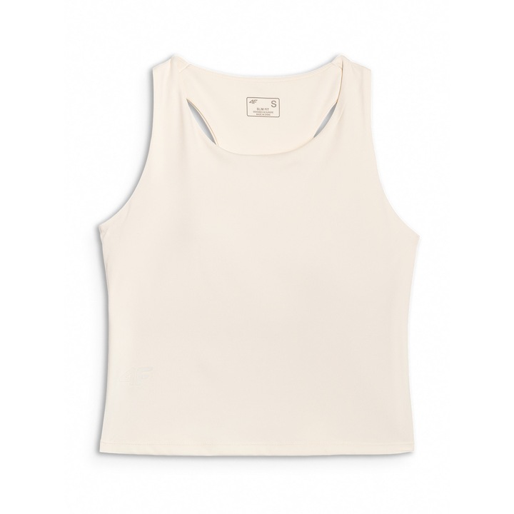 Maiou sport dama, 4F, crop-top antrenament, uscare rapida, alb, Primavara-Vara 2025, L INTL