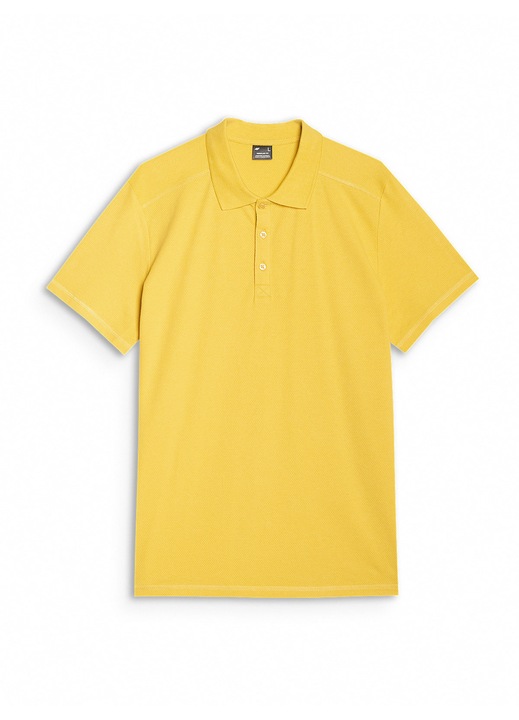 Tricou polo 4F pentru barbati, galben, bumbac, grosime material 200 g/m, tesatura tricot pique