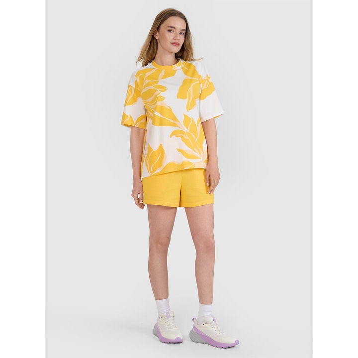Női sportnadrág, 4F, sárga, pamut