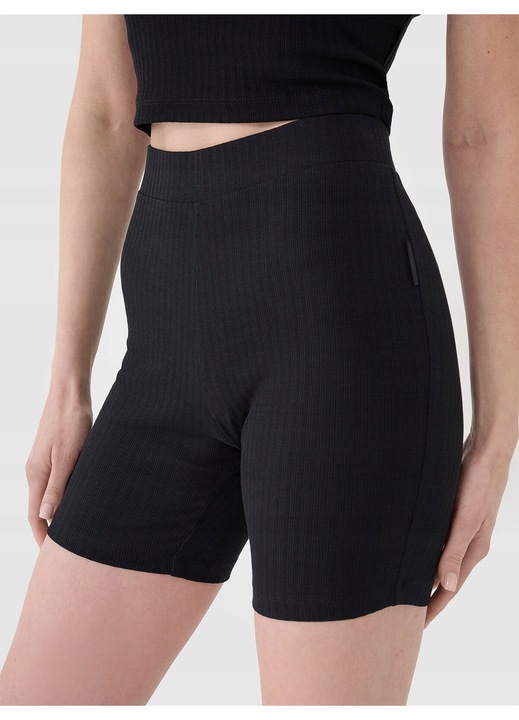 4F rövid leggings, magas derék, pamut, fekete, slim fit, L INTL