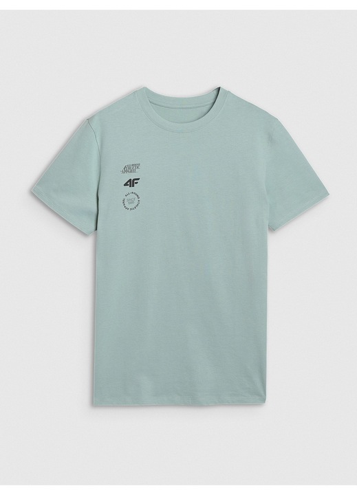 Ferfi polo 4F, normal szabasu, 100% pamut, turkiz, sportos mintaval, Zöld, S