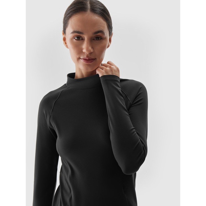Bluza sport 4F, yoga, maneca lunga, uscare rapida, negru, material sintetic