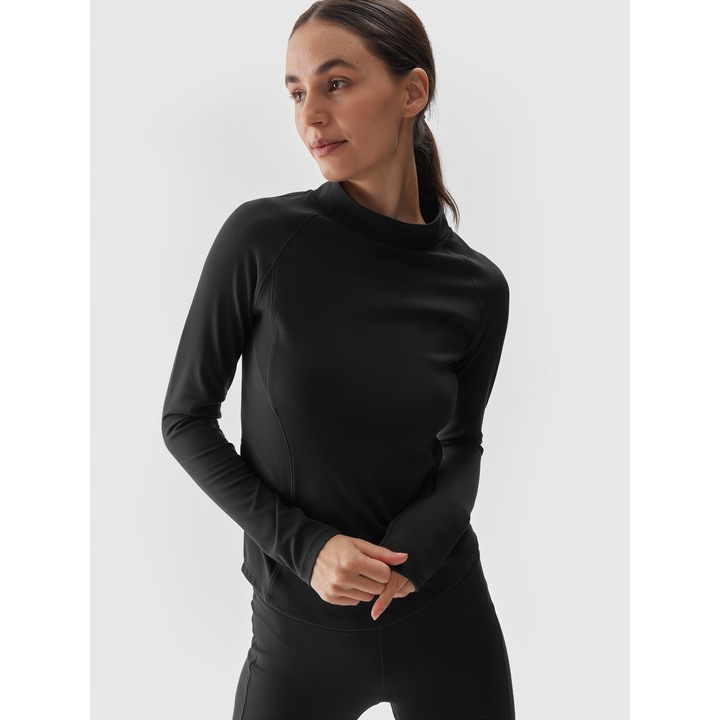 Bluza sport 4F, yoga, maneca lunga, uscare rapida, negru, material sintetic